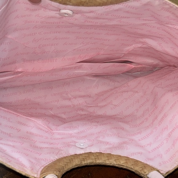 NWT Juicy Couture Straw Tote Bag with Hoop Handles - Picture 5 of 6